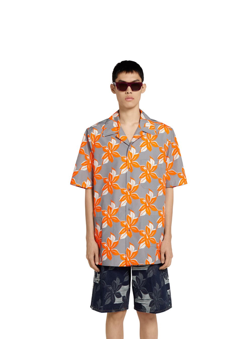 Gucci Men Multicolor Bowling Shirt With Cuban Collar And All-Over Floral Print In Cotton Man DestGlow