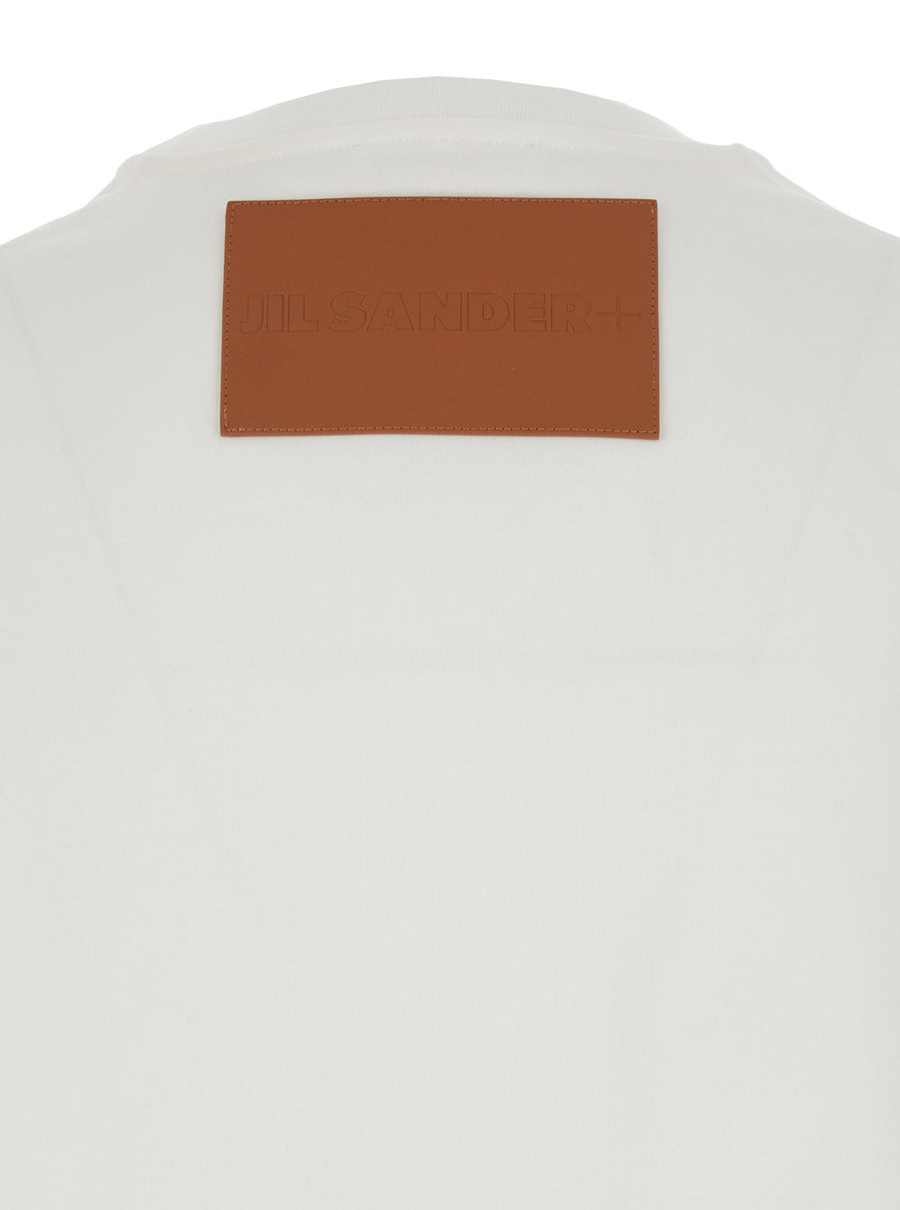 Jil Sander Women White Crewneck T-Shirt With Logo Patch Applied On The Back In Cotton Woman by Luosophy
