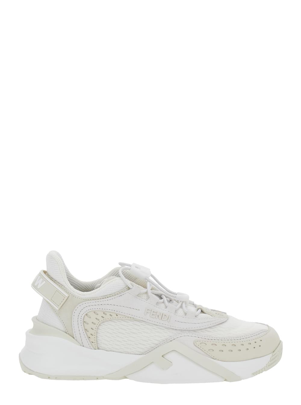 Fendi women flow white sneakers with toggle closure and logo lettering — product image 1