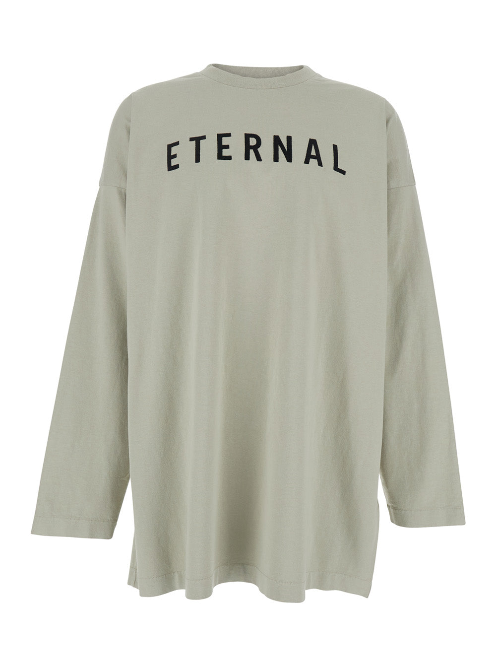 Fear Of God Men Grey T-Shirt With Eternal Print On The Front And Logo Patch On The Back In Cotton Man by Luosophy