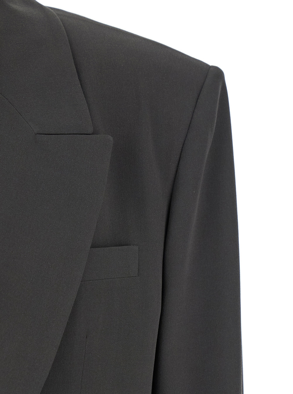 Saint Laurent Women Grey Single-Breasted Jacket With Peak Revers In Silk Woman by Luosophy