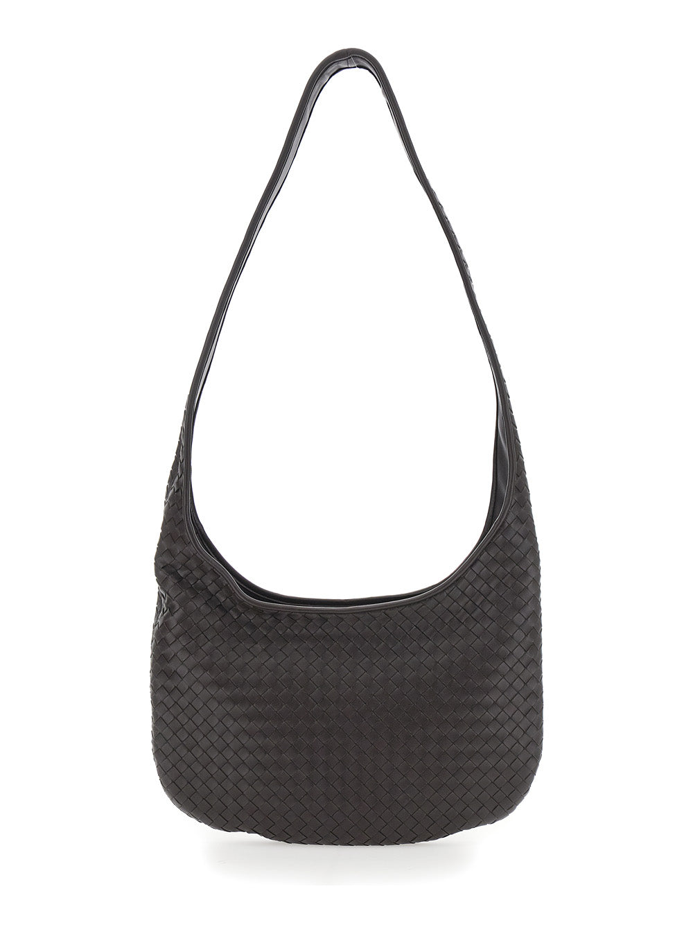 Bottega Veneta Men Brown Crossbody Bag With Top Zip Closure And Intreccio Motif In Leather For Men by Luosophy