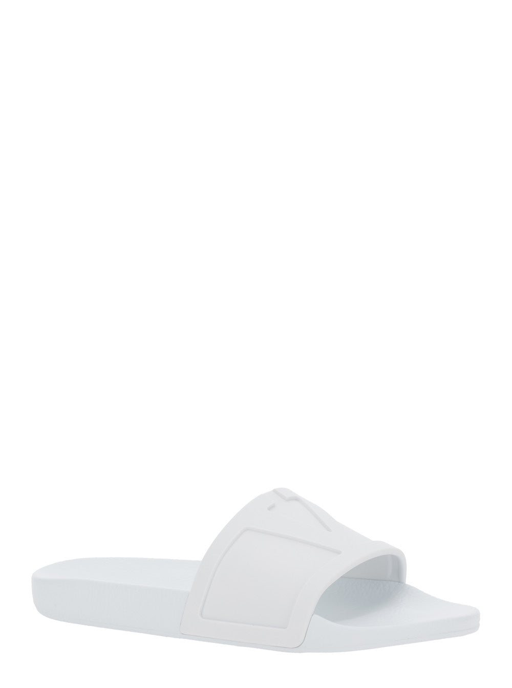 Valentino Garavani Men Whitesandals With Open Toe And Embossed Logo In Rubber Man by Luosophy