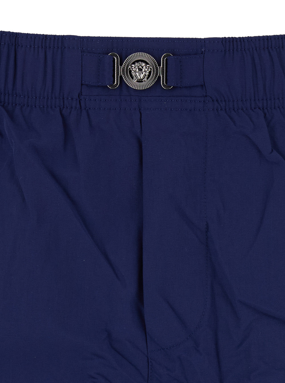 Versace Men Blue Swim Shorts With Elastic Waist And Medusa Plaque On The Front In Tech Fabric Man by Luosophy
