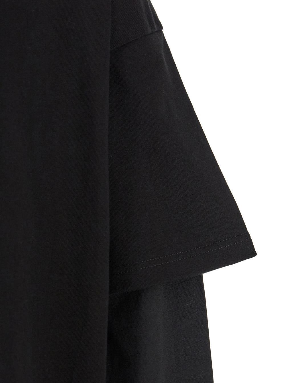 Jil Sander Men Black Crewneck T-Shirt With Logo Lettering On The Rear And Layered Design In Cotton Man by Luosophy