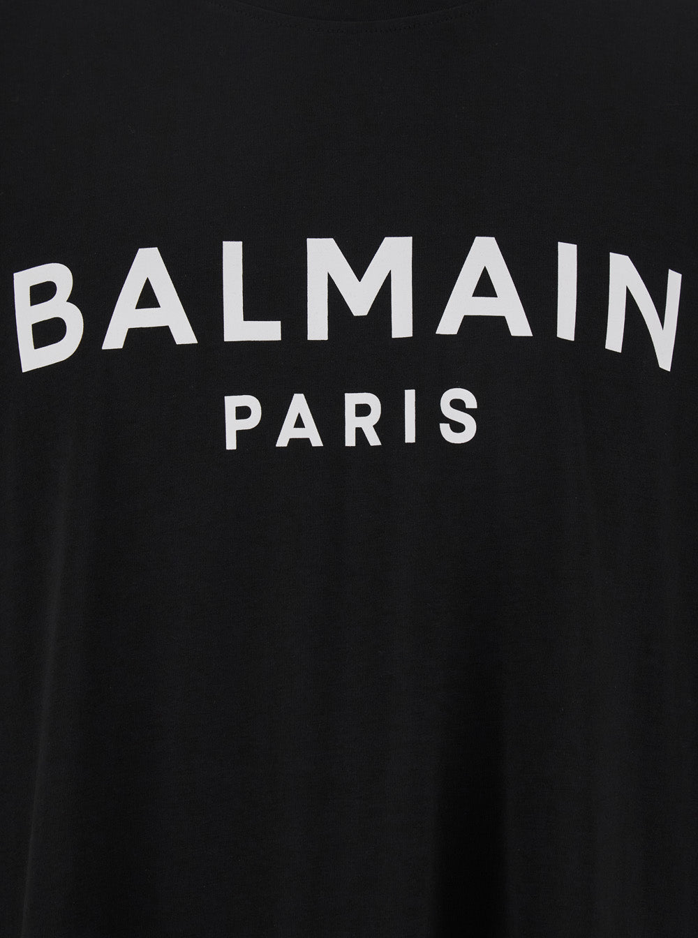 Balmain Men Black Crewneck T-Shirt With Logo Lettering On The Front In Cotton Man by Luosophy