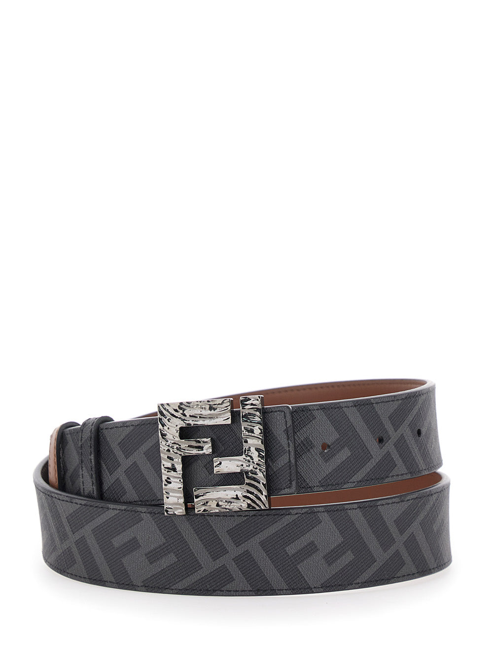 Fendi Men Brown Reversible Belt With Ff Buckle Closure In Leather Man DestGlow