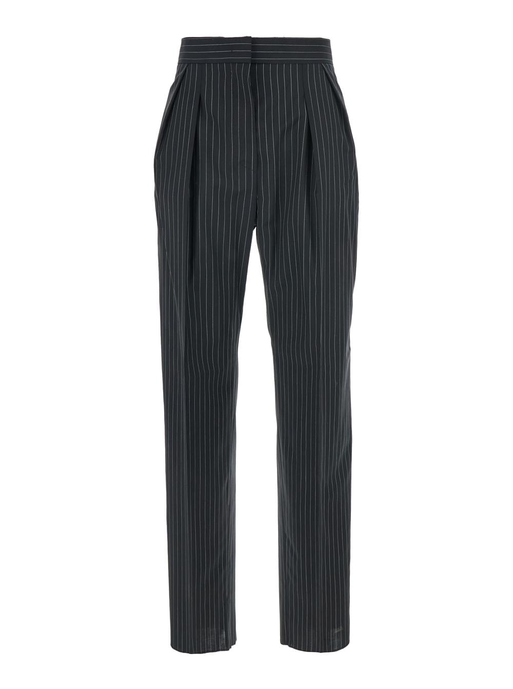 Max mara women sesamo black pants with front concealed closure and all
