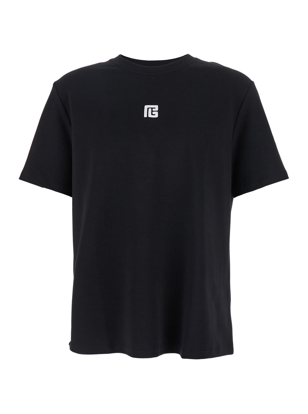 Balmain Men Black Crewneck T-Shirt With Logo Print On The Front In Cotton Man DestGlow