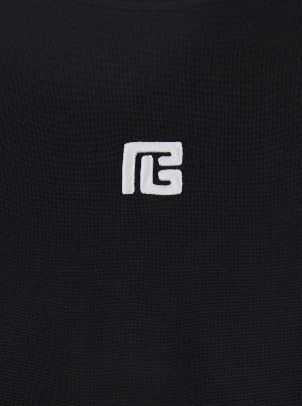 Balmain Men Black Crewneck T-Shirt With Logo Print On The Front In Cotton Man