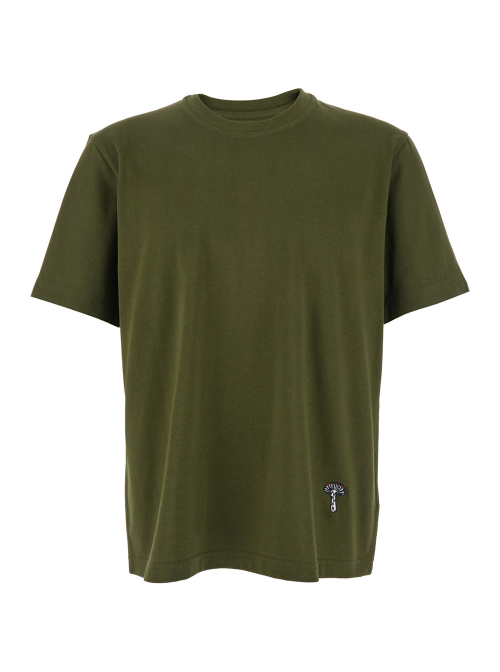 Bottega Veneta Men Green Crewneck T-Shirt With Mushroom Embroidery On The Front In Cotton Man DestGlow