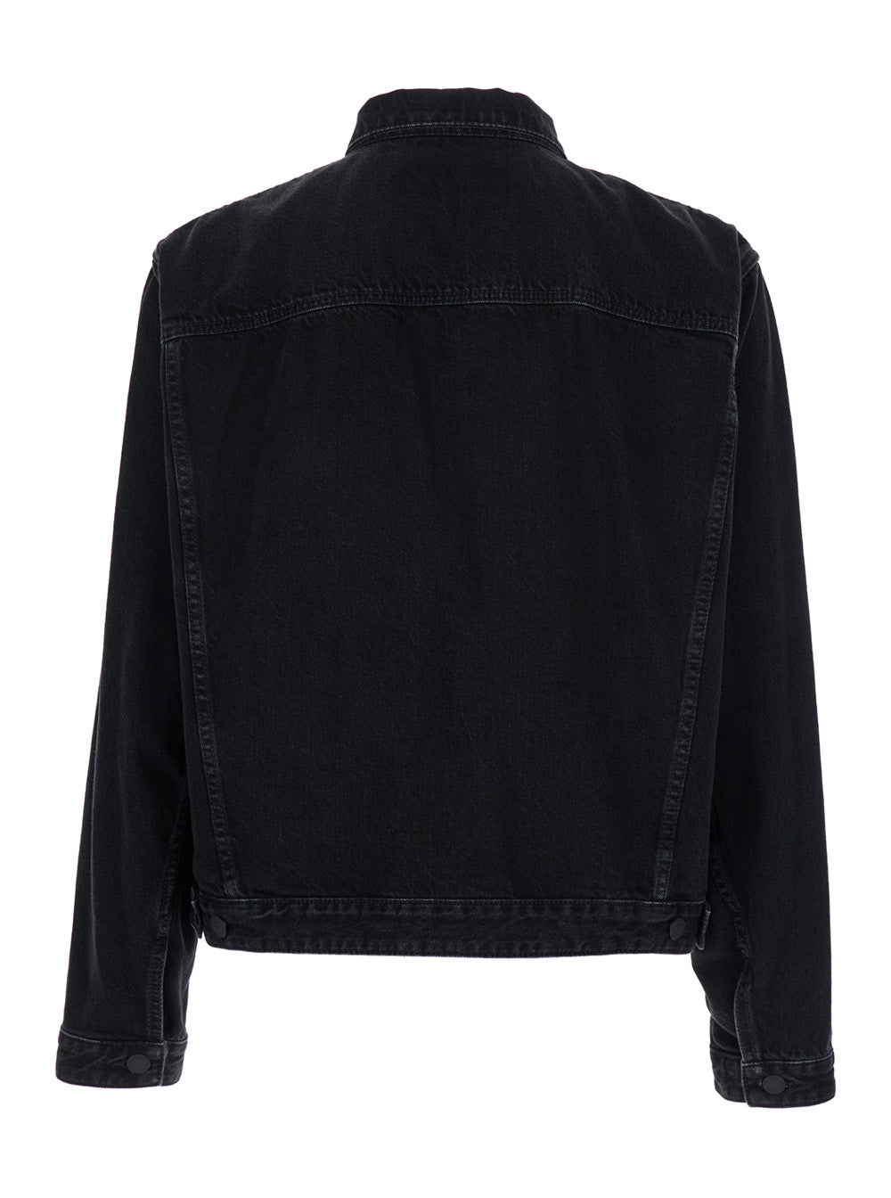 Dsquared2 Men Black Jacket With Classic Collar And Embossed Logo On The Front In Denim Man by Luosophy
