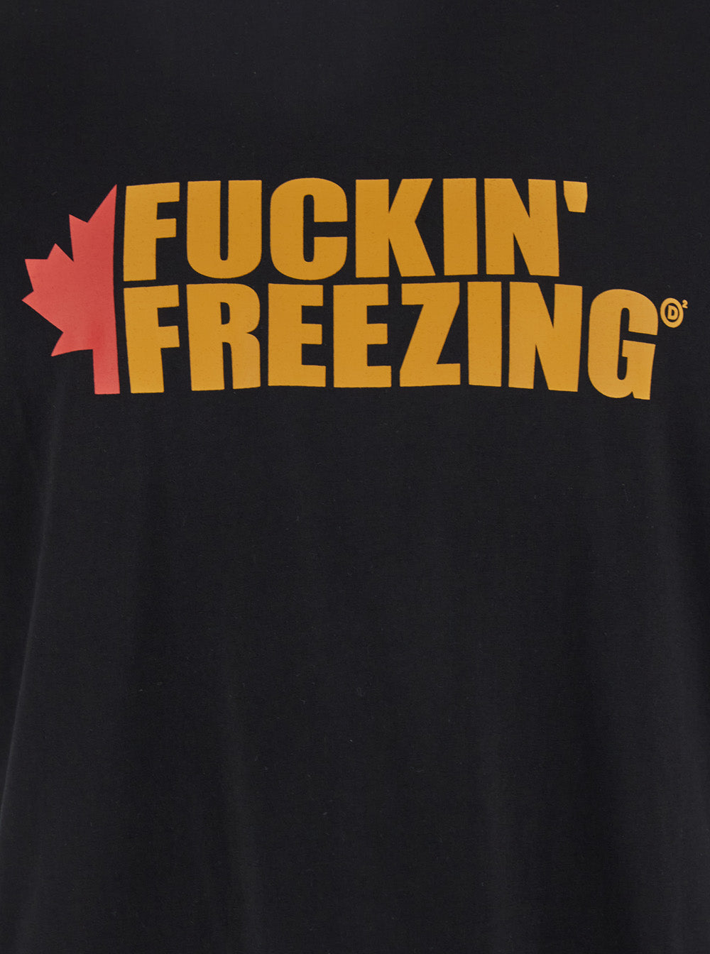Dsquared2 Men Black Crewneck T-Shirt With Print On The Front And Logo Lettering On The Rear In Cotton Man by Luosophy
