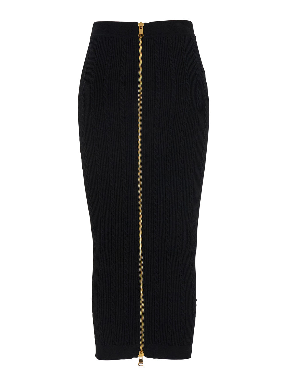Balmain Women Black Skirt With Logo Buttons And Zip Closure In Viscose Blend Woman by Luosophy