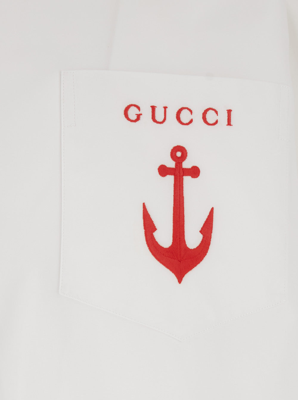 Gucci Men White Shirt With Classic Collar And Logo Detail On The Front In Cotton Man by Luosophy