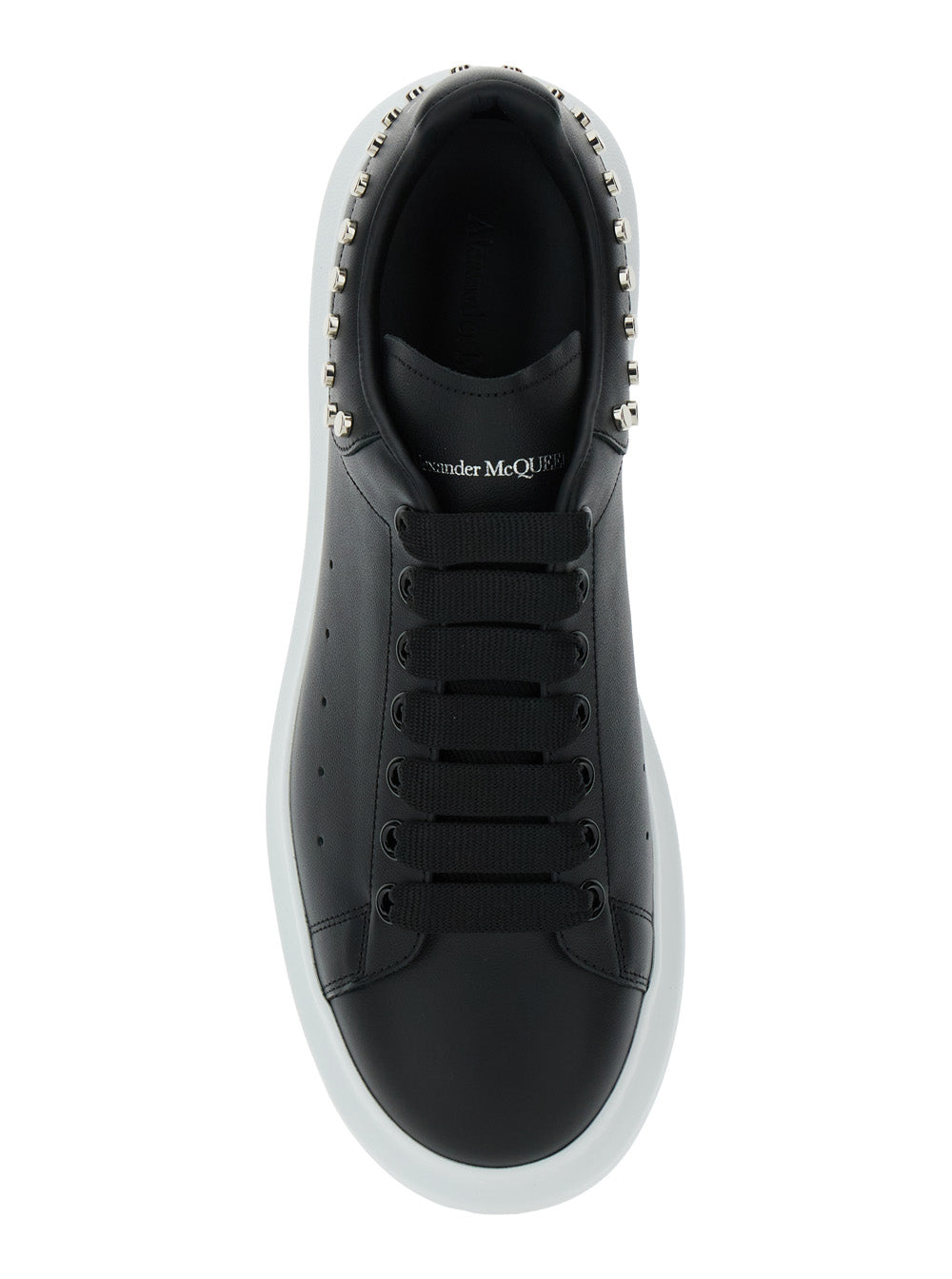 Alexander Mcqueen Men Black Low Top Sneakers With Stud Embellishments In Leather Man by Luosophy
