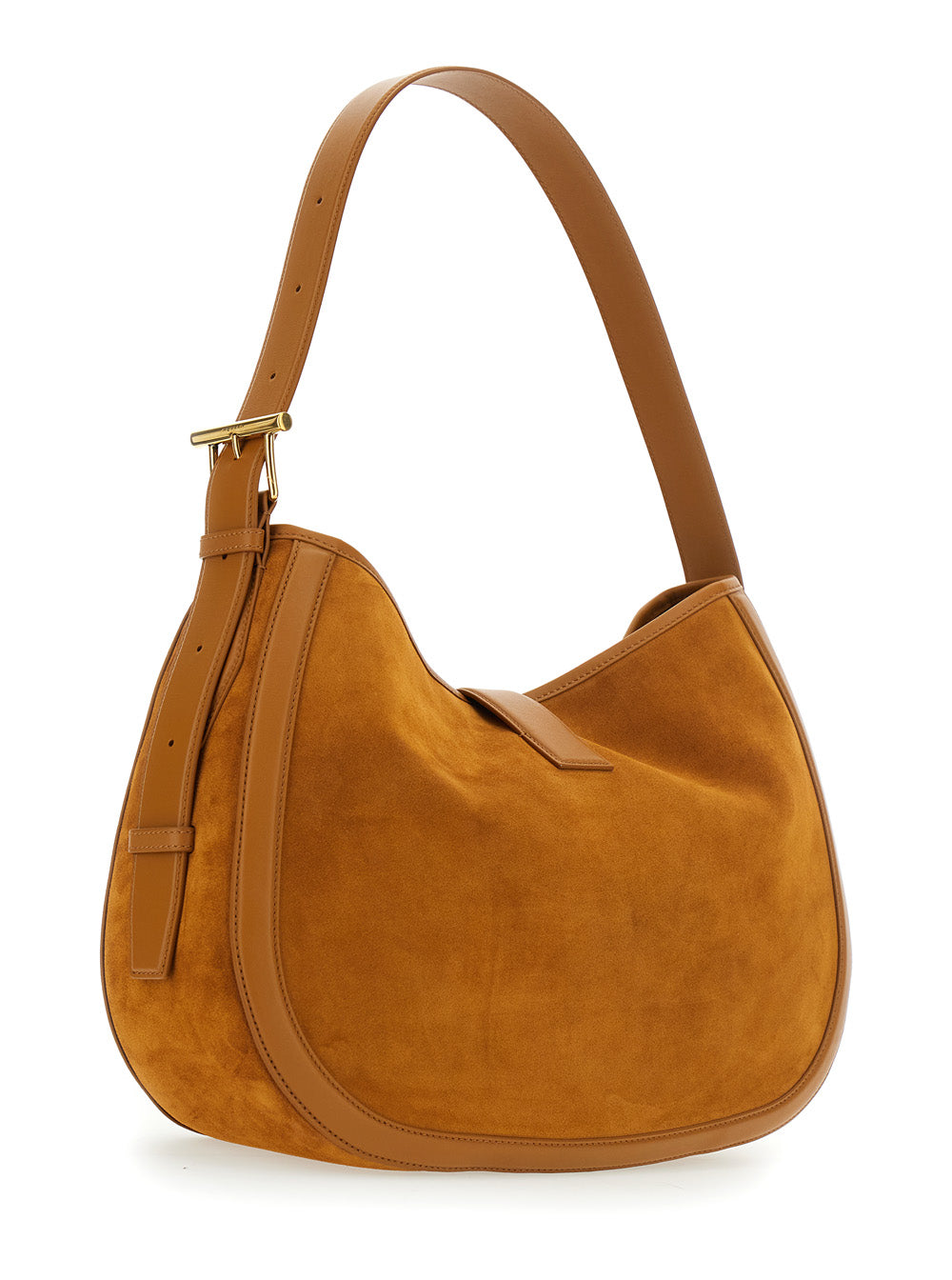 Alexander Mcqueen Women Brown Shoulder Bag With Adjustable Shoulder Strap And T Buckle Closure On The Front In Suede Woman by Luosophy