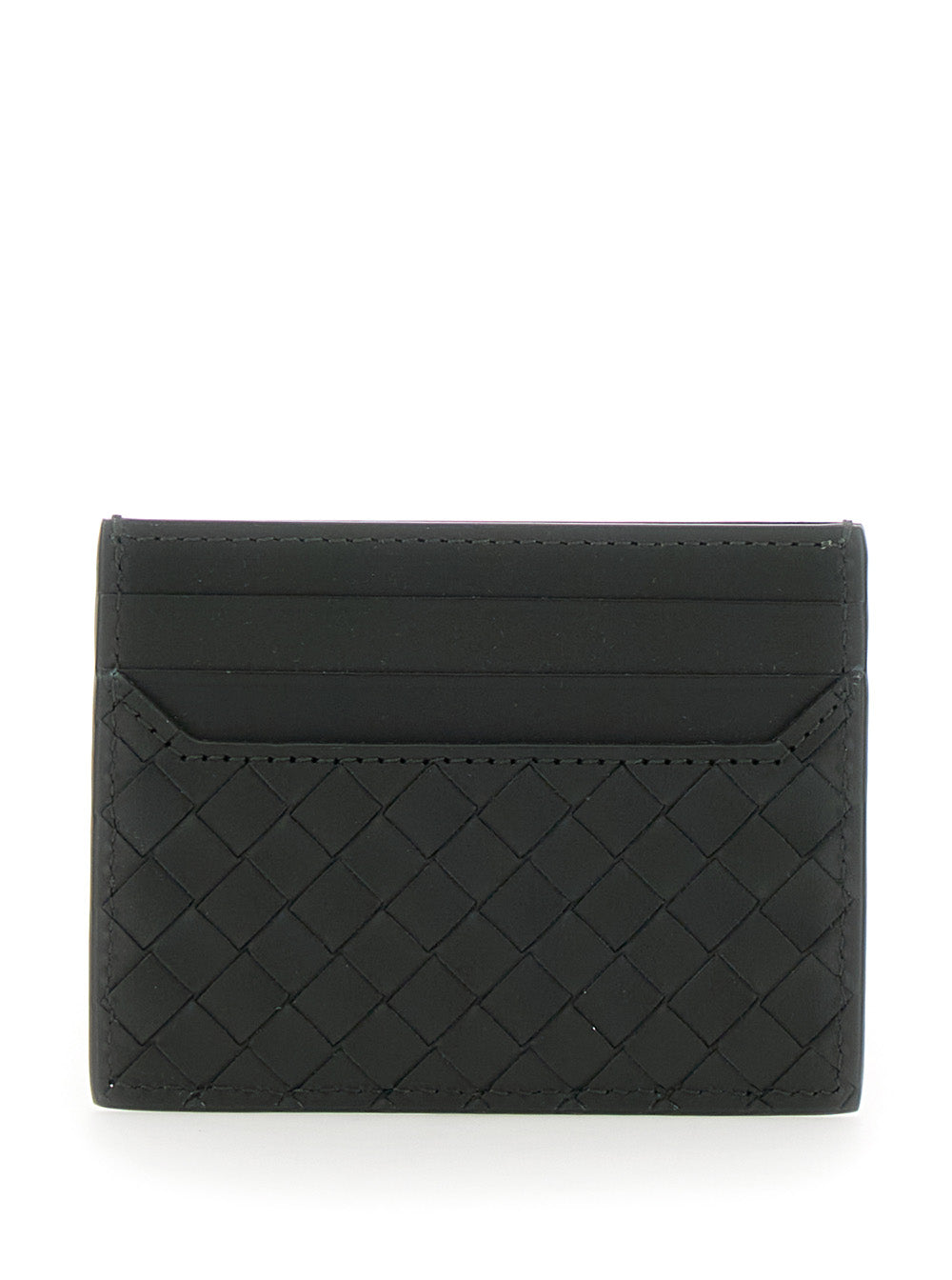 Bottega Veneta Men Green Card Holder With Intrecciato Motif In Leather Man by Luosophy