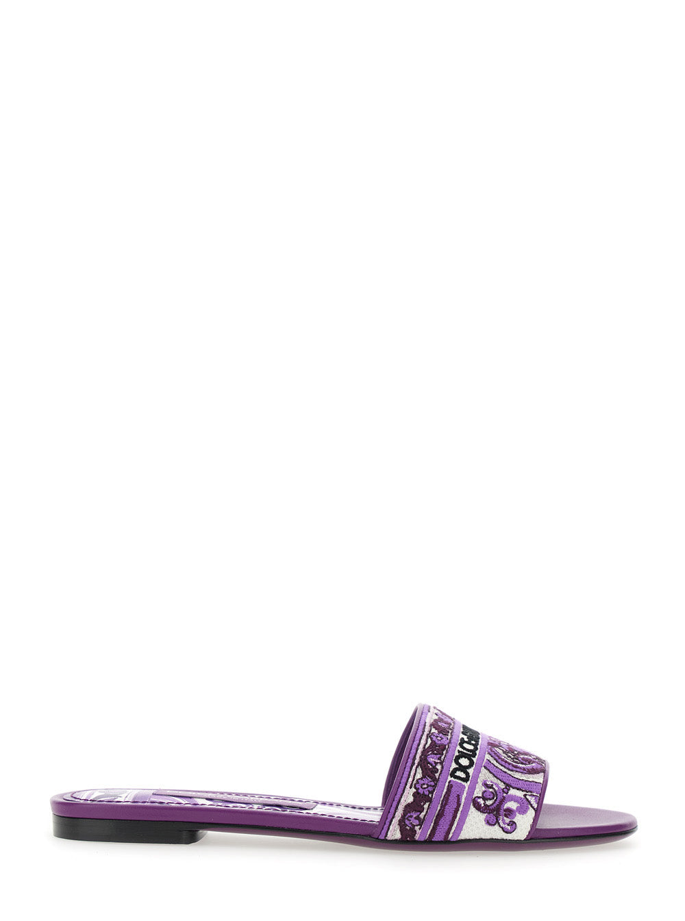 Dolce and gabbana women violet sandals with logo embroidery on the fro — product image 1
