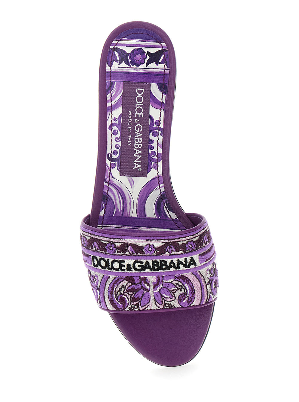 Dolce and gabbana women violet sandals with logo embroidery on the fro — product image 4