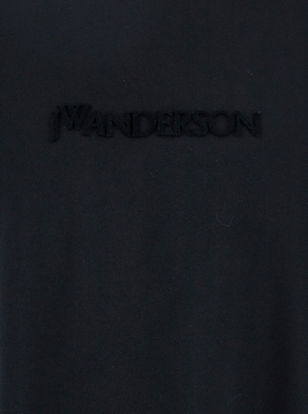 Jw Anderson Men Black Crewneck T-Shirt With Logo Lettering Embroidery On The Front In Cotton Man by Luosophy