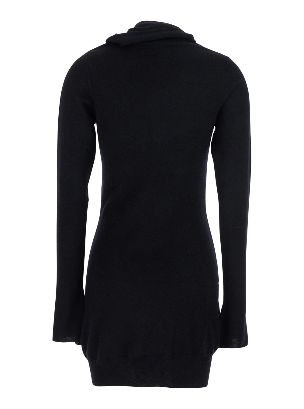 The Attico Women Black Mini Dress With Cowl Neck And Flared Sleeves In Wool And Cashmere Woman by Luosophy