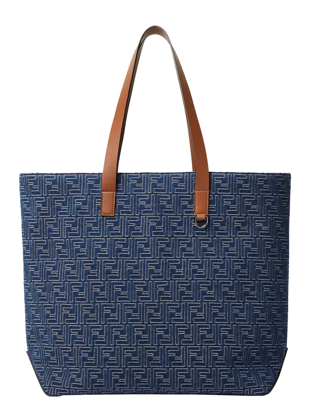 Fendi Men Blue Shopper With Long Handles And All Over Ff Motif In Cotton Man by Luosophy