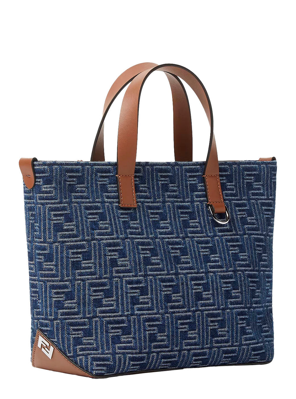 Fendi Men Blue Shopper With Top Handles And All-Over Ff Motif In Cotton Man by Luosophy