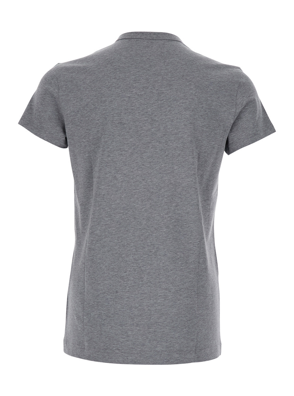 Dolce & Gabbana Men Grey Crewneck T-Shirt With Tonal Logo Lettering Embroidery On The Front In Cotton Stretch Man DestGlow