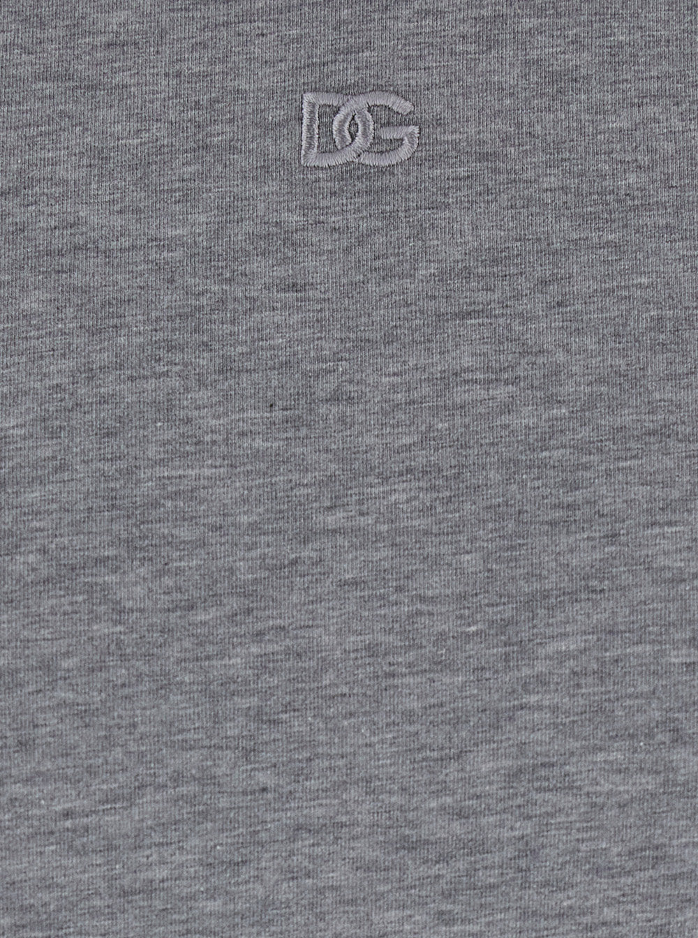 Dolce & Gabbana Men Grey Crewneck T-Shirt With Tonal Logo Lettering Embroidery On The Front In Cotton Stretch Man DestGlow