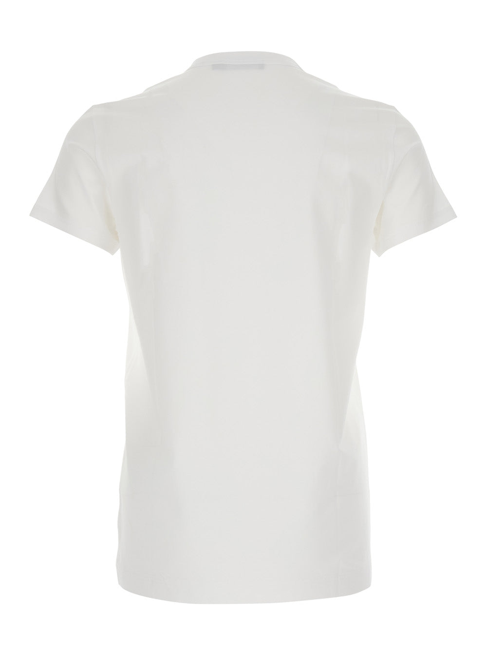 Dolce & Gabbana Men White Crewneck T-Shirt With Tonal Logo Lettering Embroidery On The Front In Cotton Stretch Man by Luosophy