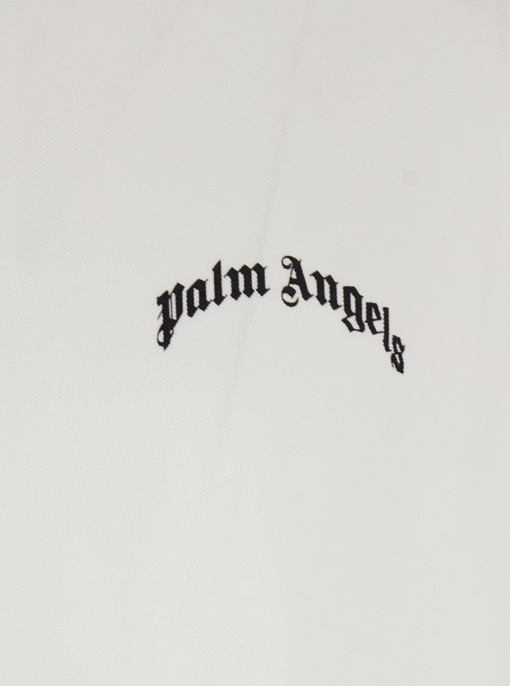 Palm Angels Men White Polo Shirt With Logo Lettering On Front And Rear In Cotton Piquet Man