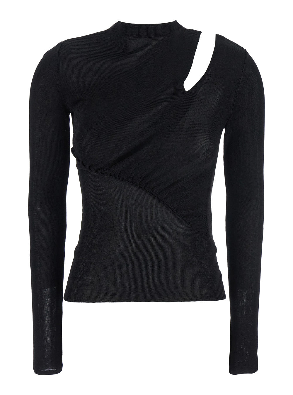 Self-Portrait Women Black Long-Sleeve With Cut-Out Detail In Viscose Woman