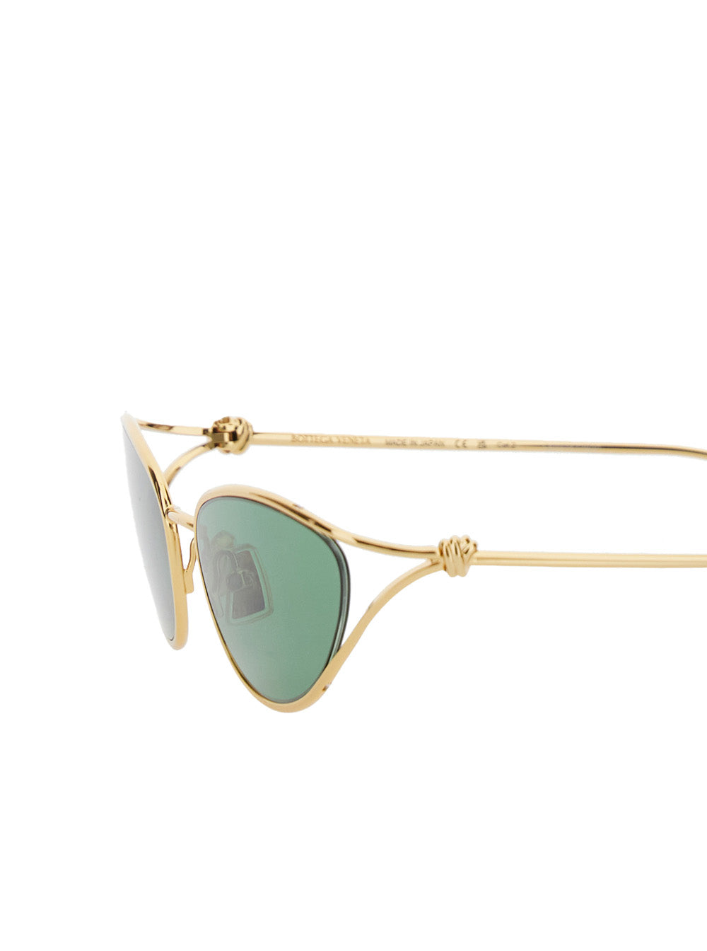 Bottega Veneta Women Green Sunglasses With Cat-Eye Design And Knot Detail On The Temples In Metal Woman by Luosophy