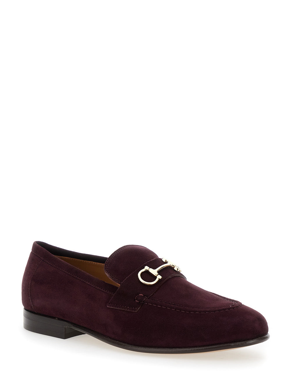 Ferragamo Women Bordeaux Loafers With Gancini Plaque On The Front And Low Heel In Suede Woman by Luosophy