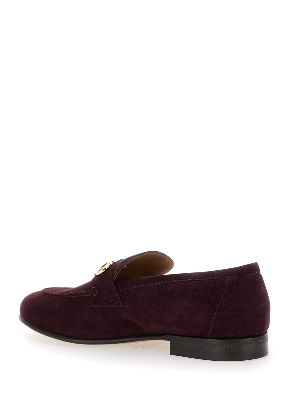Ferragamo Women Bordeaux Loafers With Gancini Plaque On The Front And Low Heel In Suede Woman by Luosophy