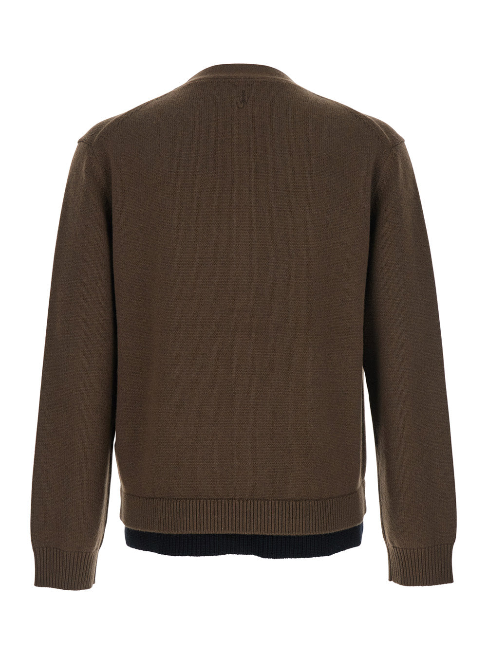 Jw Anderson Men Brown Cardigan With V-Neck And Layered Design In Fabric Man by Luosophy
