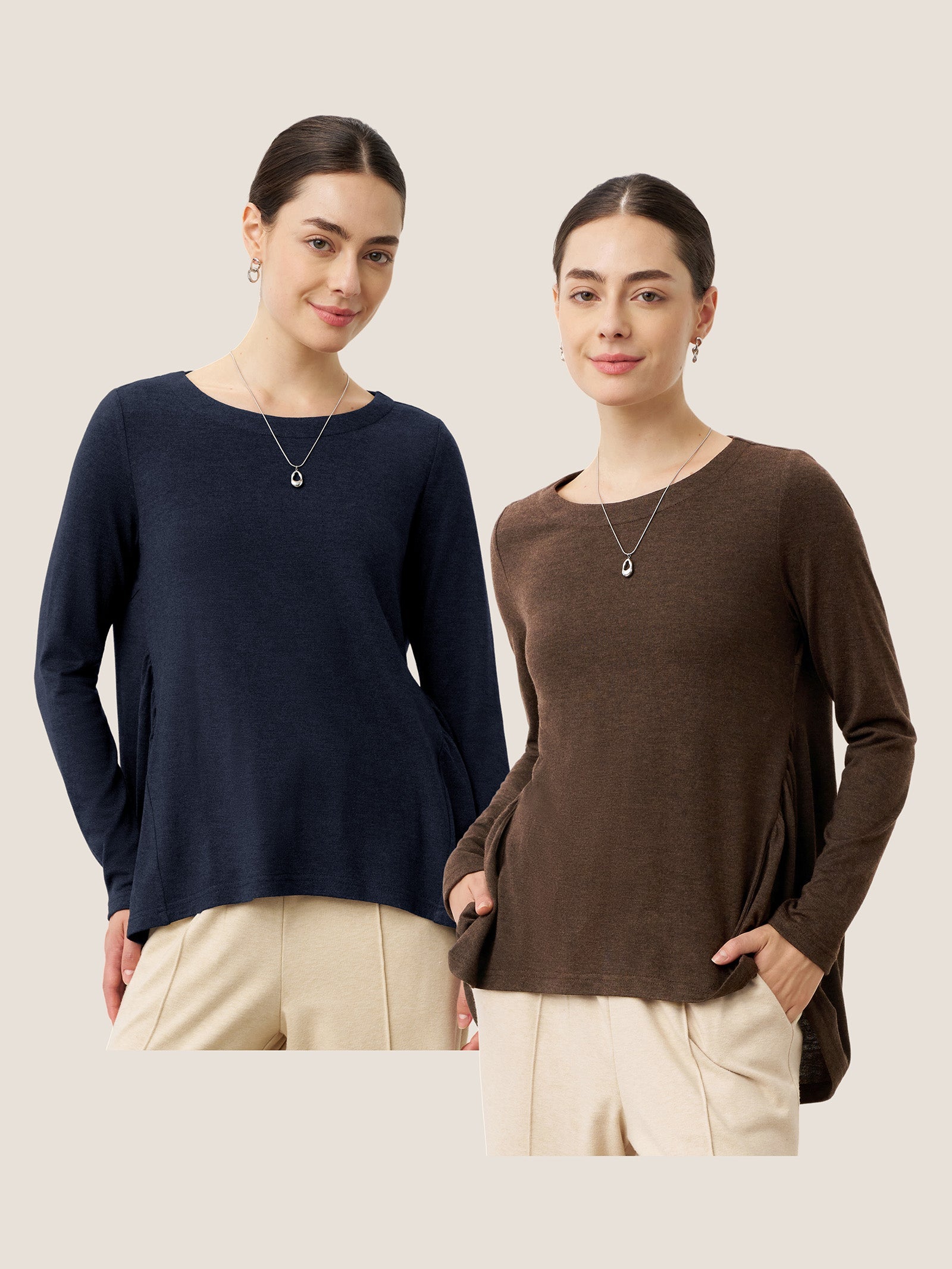 Wool Panelled Ruched Asymmetric Hem Top KALISTA by LINTICO