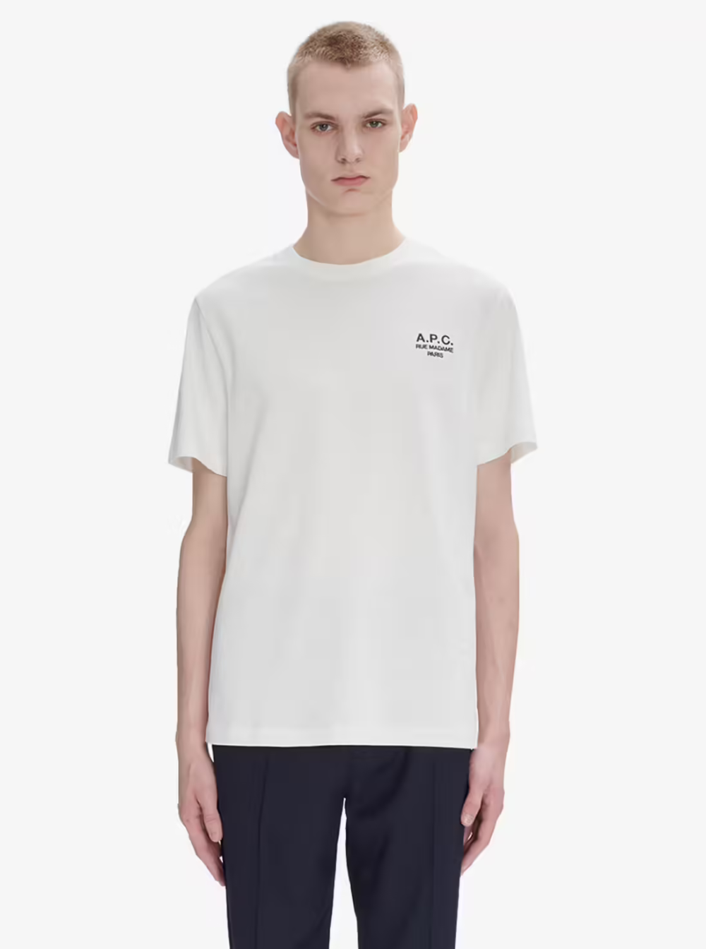A.P.C. Men White Crewneck T-Shirt With Logo Embroidered On The Front In Cotton Man DestGlow