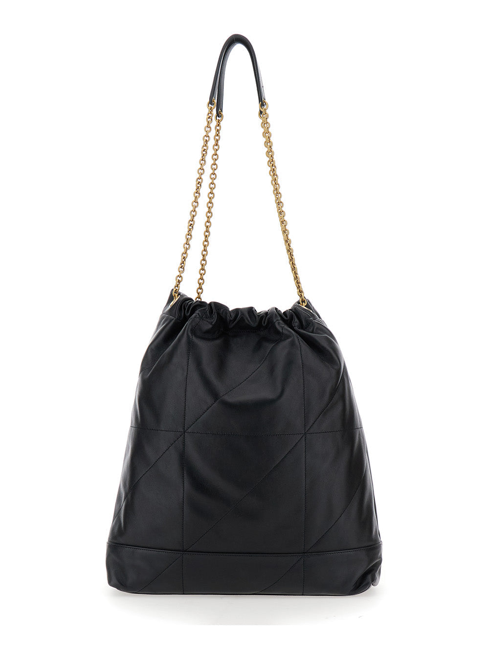 Saint Laurent Women Jamie Shoulder Bag With Two Top Handles With Chain And Cassandre Plate On The Front In Black Leather For Women by Luosophy