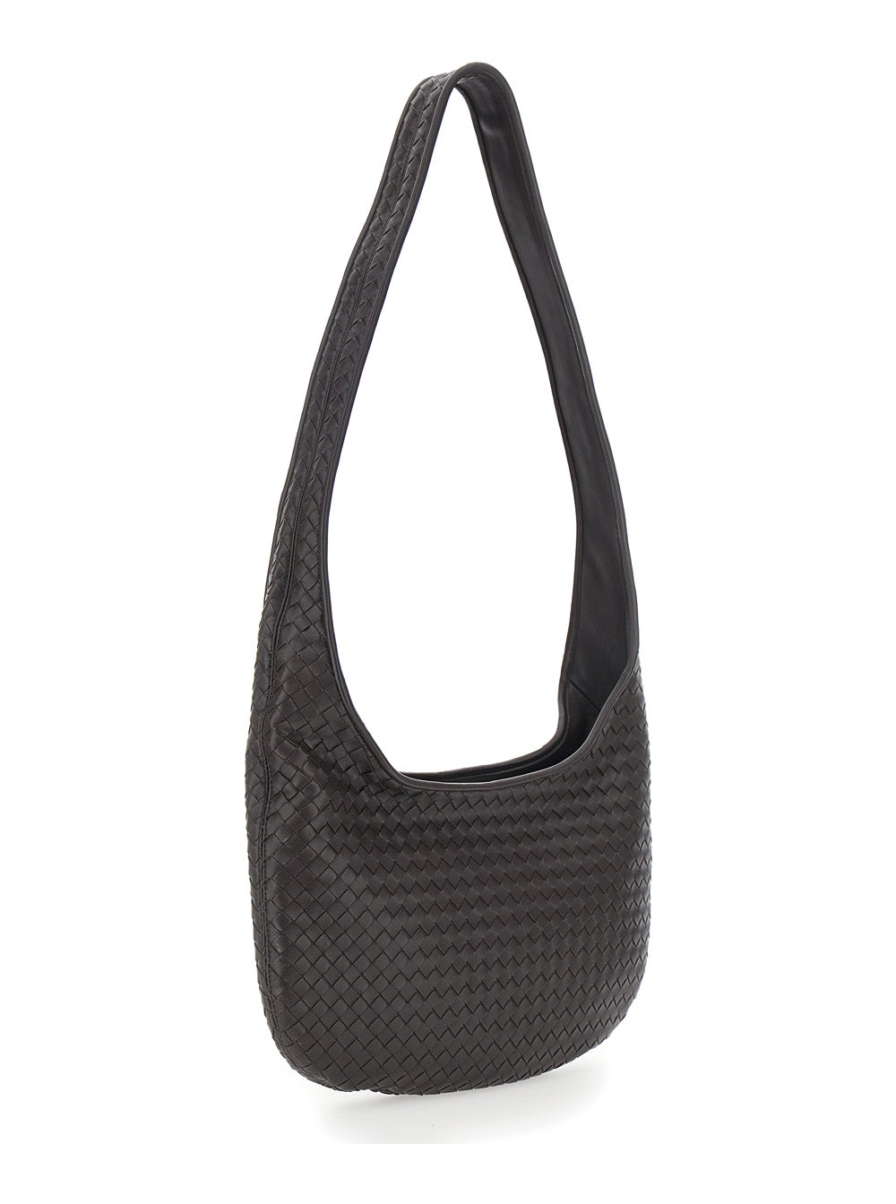 Bottega Veneta Men Brown Crossbody Bag With Top Zip Closure And Intreccio Motif In Leather For Men