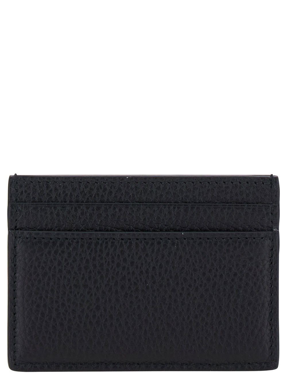 Gucci Men Black Card Holder With Logo Lettering Detail On The Front In Grained Leather For Men by Luosophy