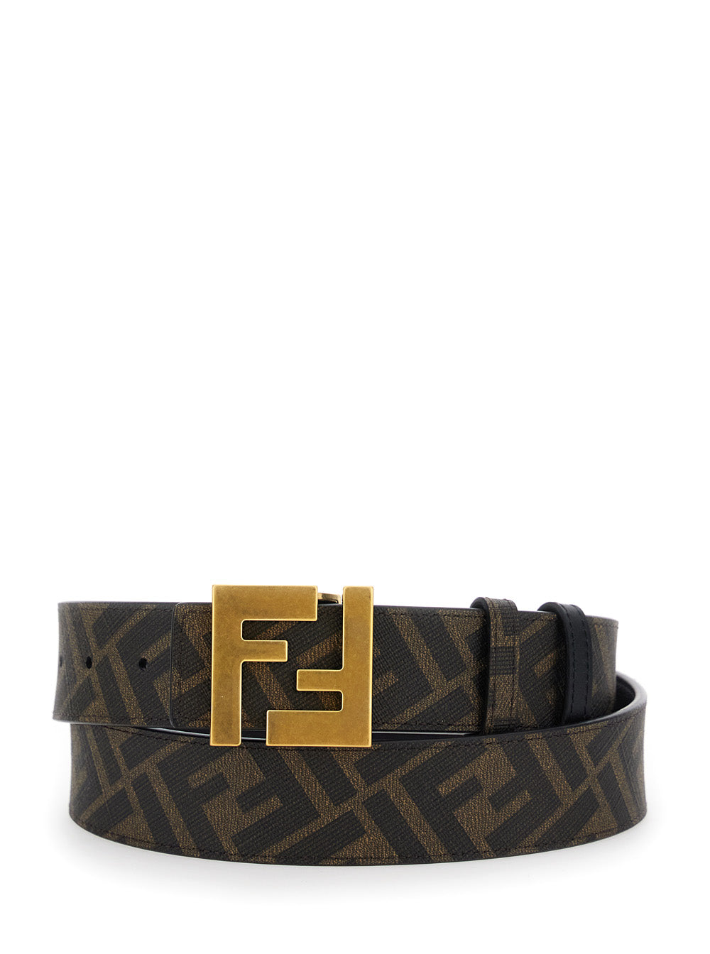 Fendi Men Brown Reversible Belt With Ff Buckle In Leather Man by Luosophy