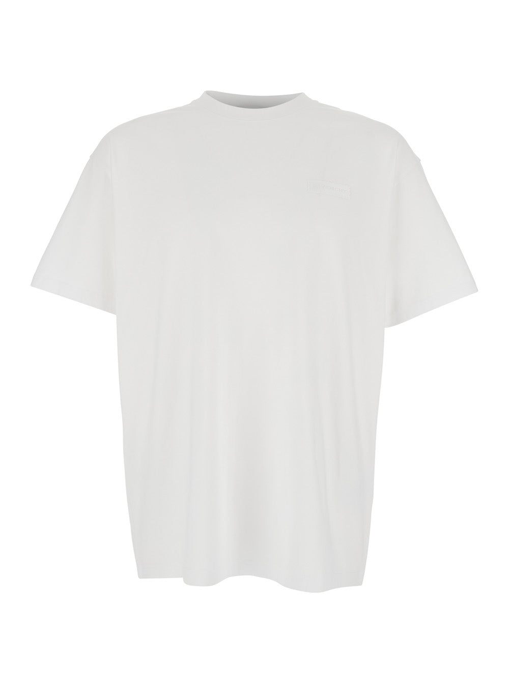 Givenchy Men White Crew Neck T-Shirt With Logo Patch On The Front In Cotton For Men DestGlow