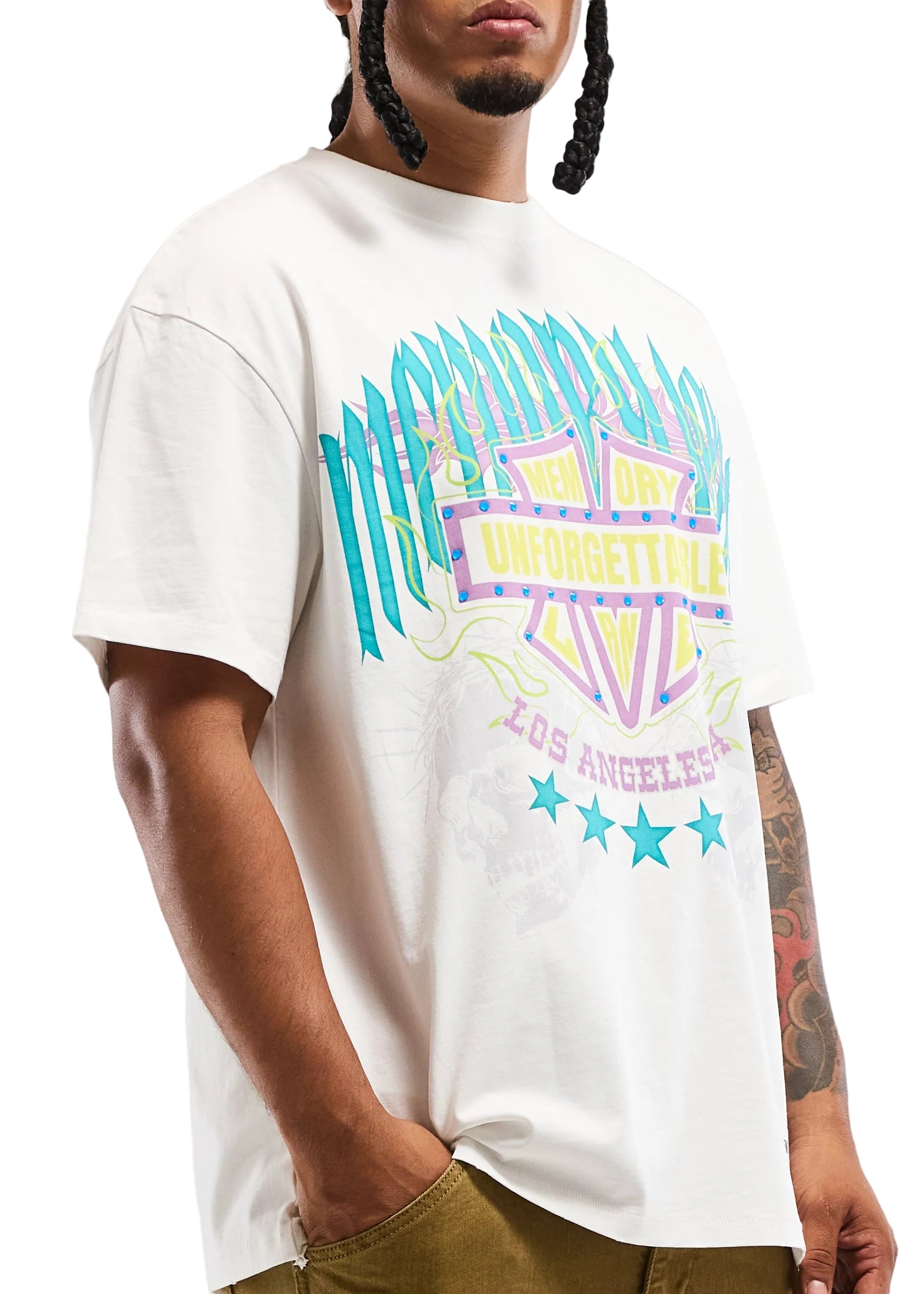 Memory Lane Unforgettable Shield Tee - Antique White by Denim Exchange