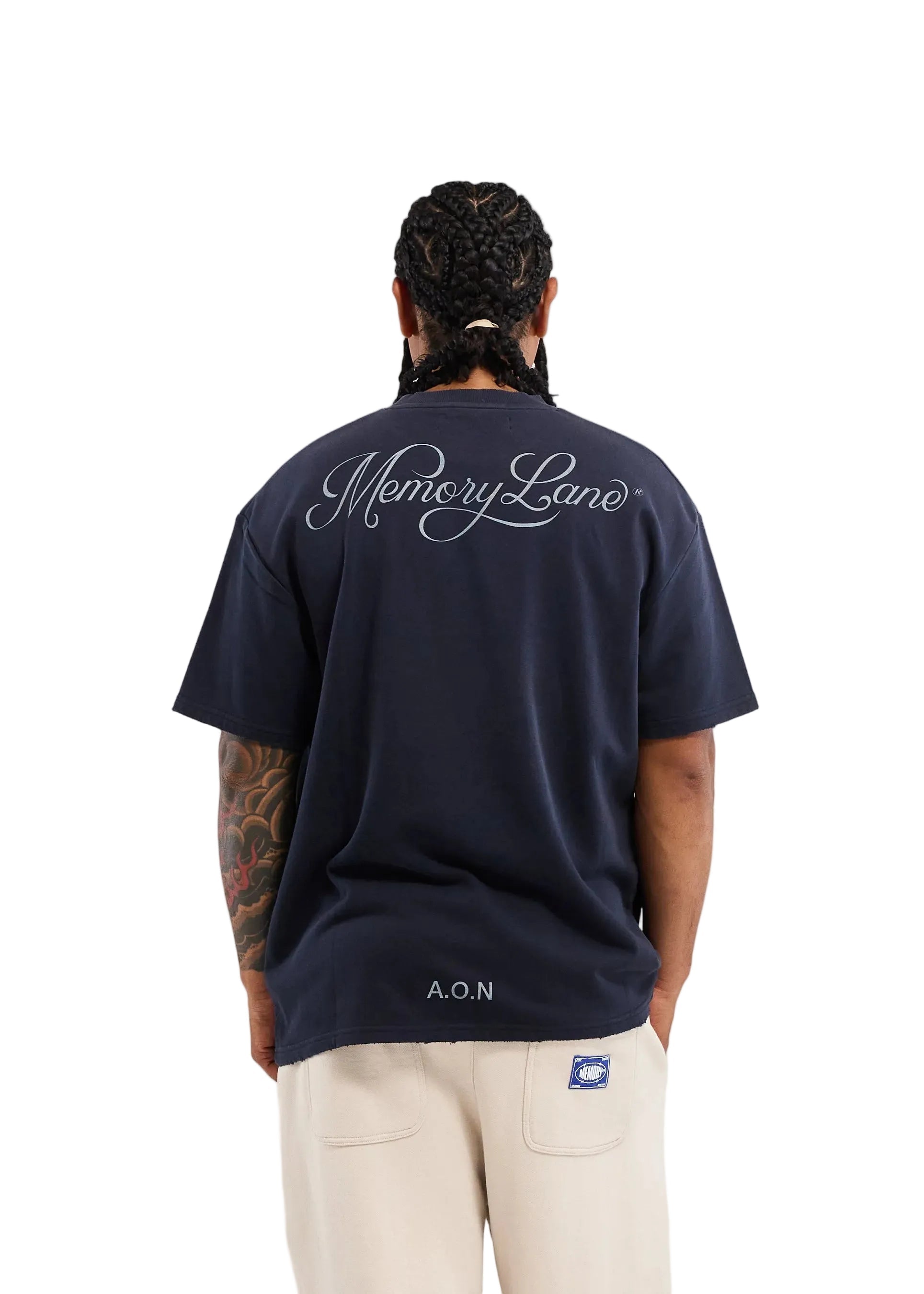 Memory Lane Monogram Embossed Tee - Vintage Black by Denim Exchange