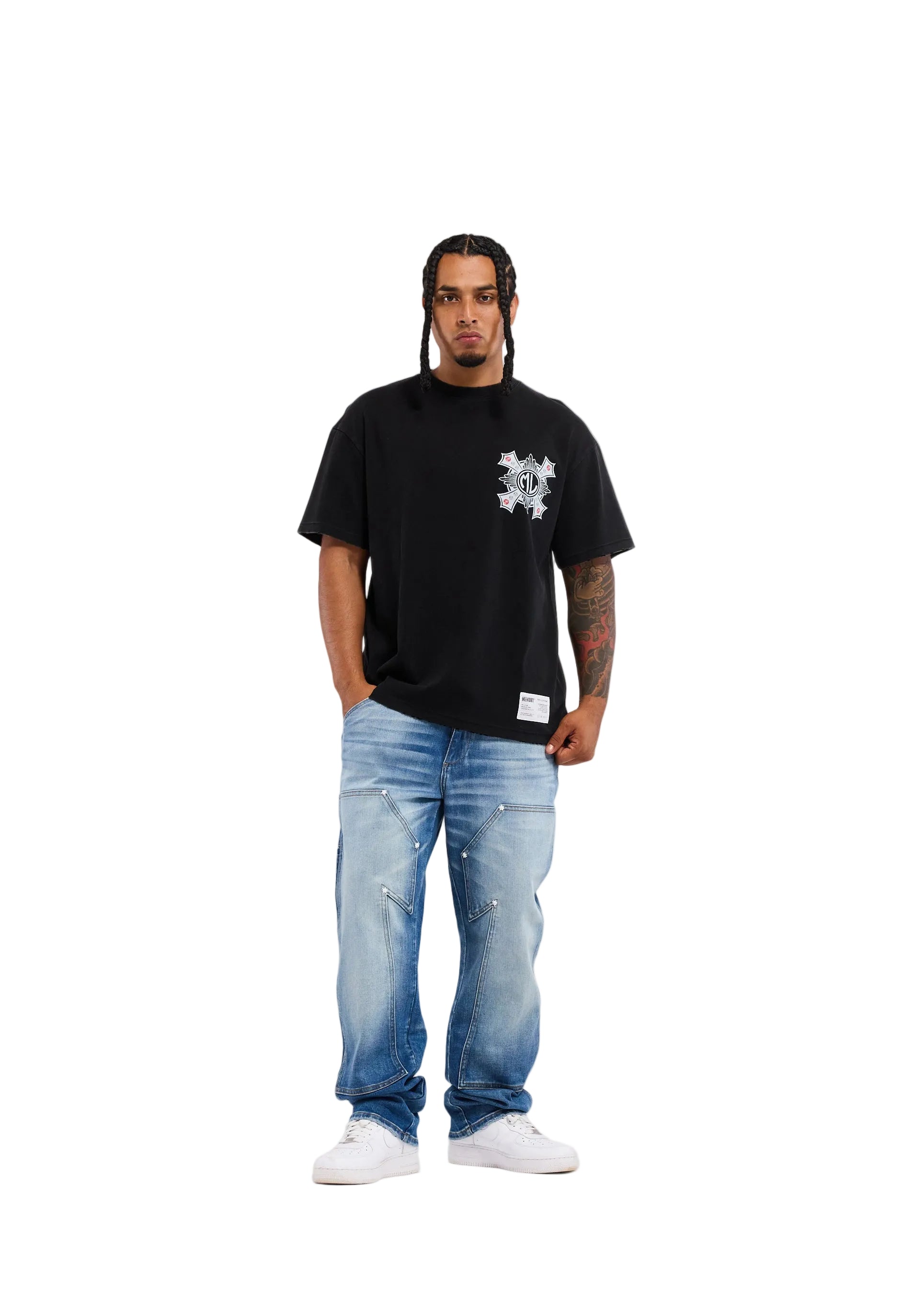 Memory Lane Cross Tee - Vintage Black by Denim Exchange
