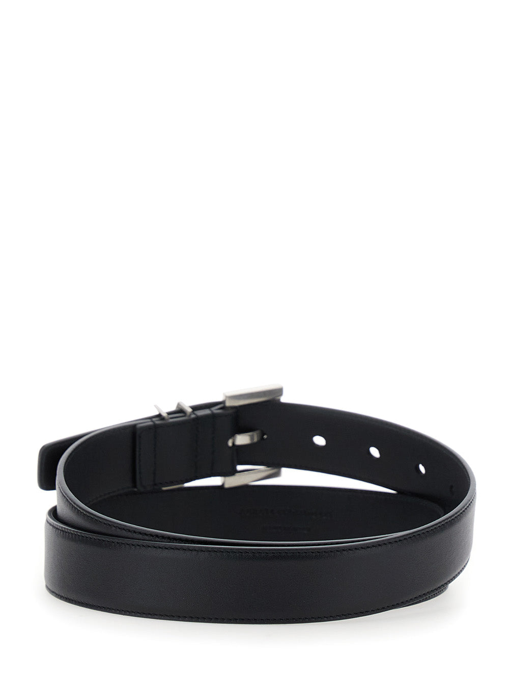 Saint Laurent Women Belt With Cassandre Plate On The Front And Square Buckle In Black Leather For Women by Luosophy