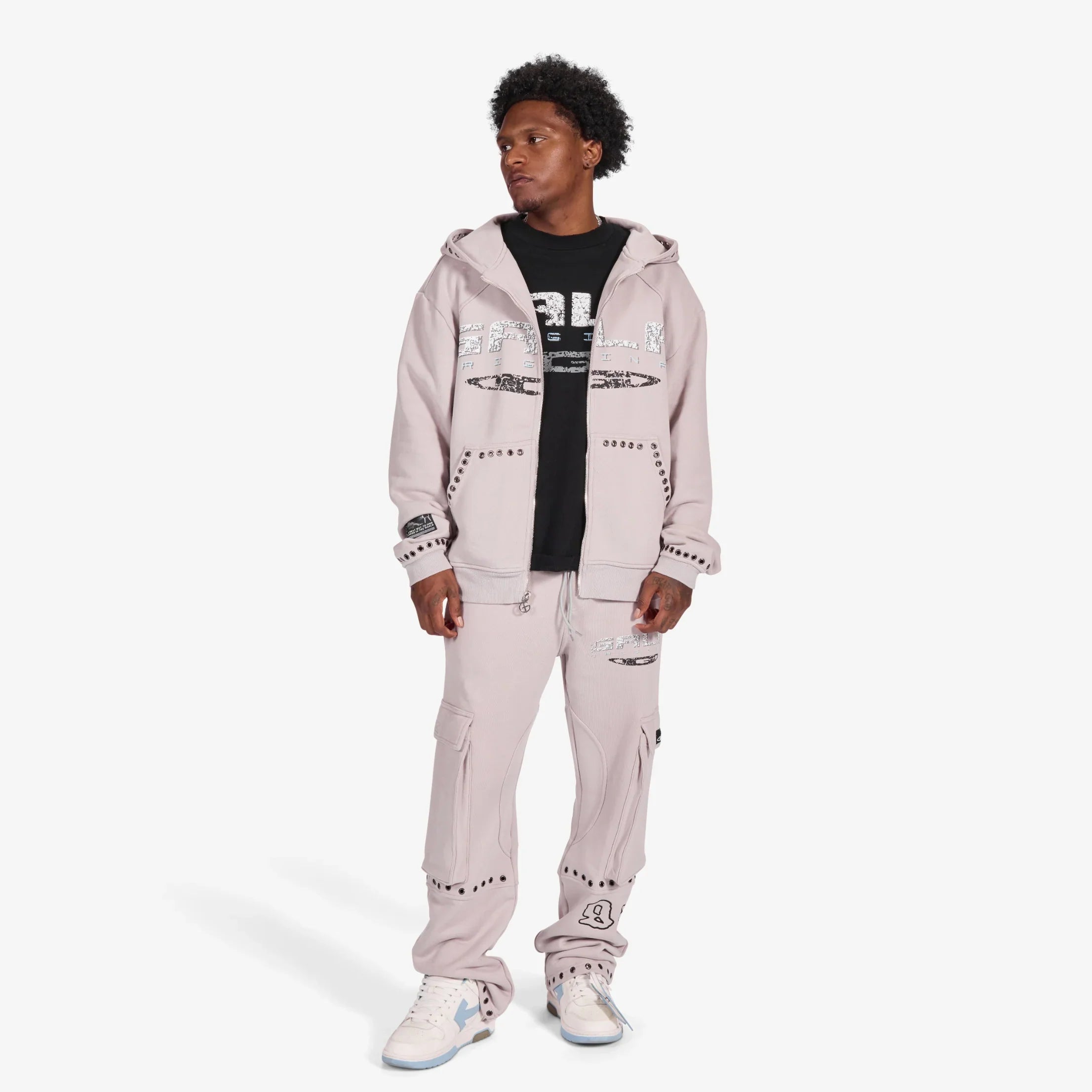 Gala Original Harpy Grommet Hoodie - Washed Cement by Denim Exchange