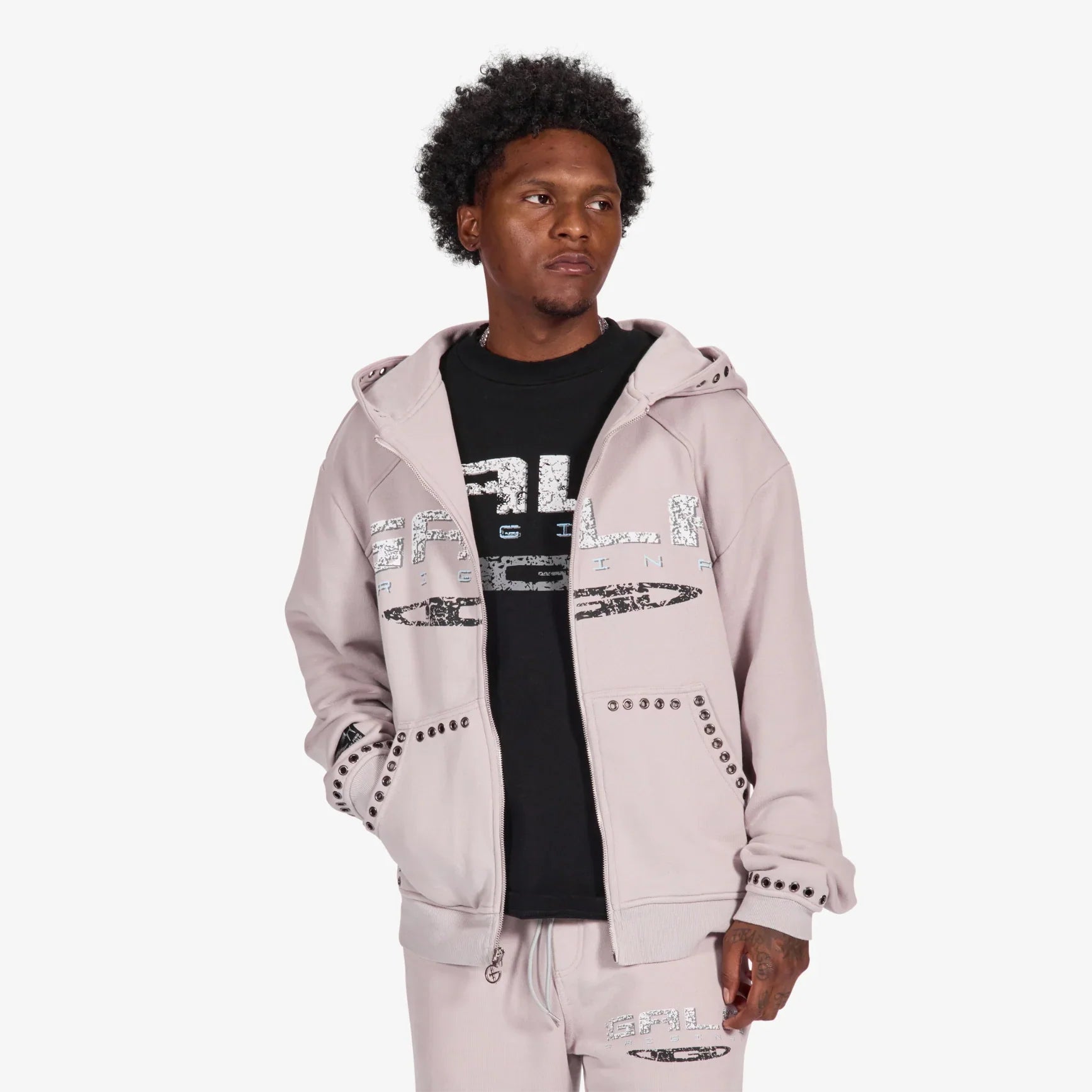 Gala Original Harpy Grommet Hoodie - Washed Cement by Denim Exchange